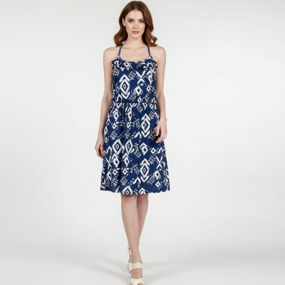 Faded Glory Navy White Geometric Print Sundress Size Medium - Picture 1 of 11